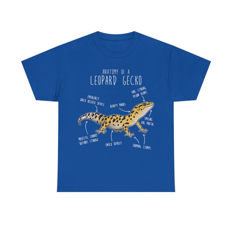 Leopard Gecko Anatomy T-Shirt | Reptile Biology Diagram Unisex Heavy Cotton Tee