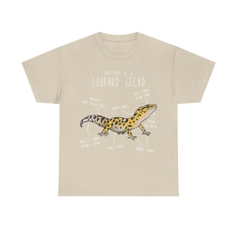Leopard Gecko Anatomy T-Shirt | Reptile Biology Diagram Unisex Heavy Cotton Tee