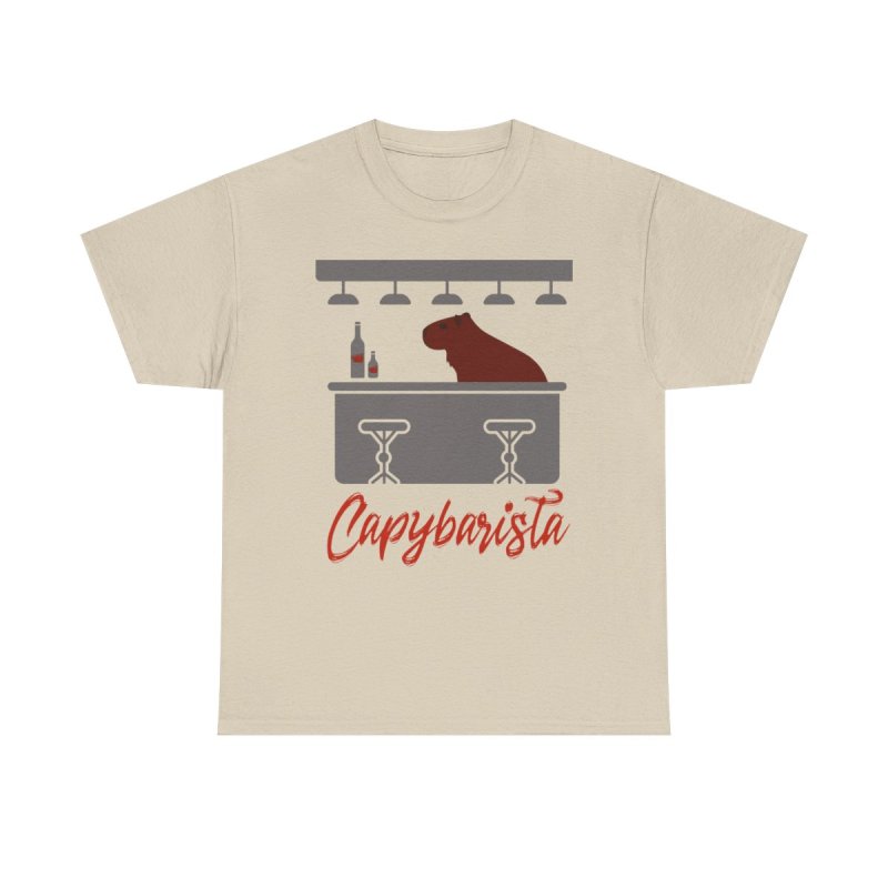 Capybarista T-Shirt | Funny Capybara Coffee Shop Tee | Barista Pun Graphic Shirt | Cute Café Aesthetic Unisex Heavy Cotton Top