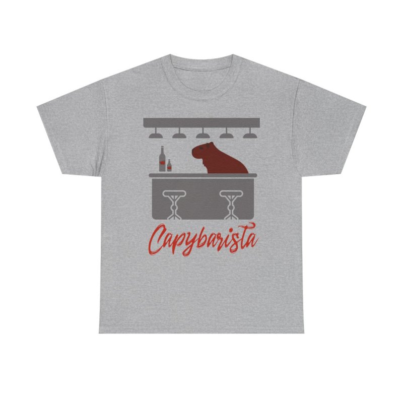 Capybarista T-Shirt | Funny Capybara Coffee Shop Tee | Barista Pun Graphic Shirt | Cute Café Aesthetic Unisex Heavy Cotton Top