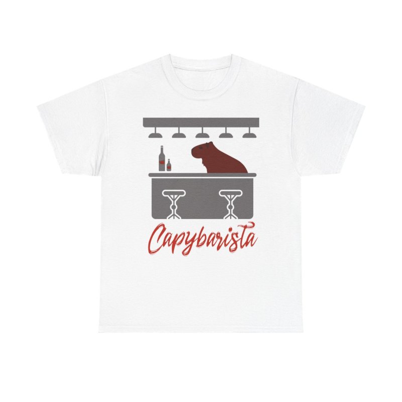 Capybarista T-Shirt | Funny Capybara Coffee Shop Tee | Barista Pun Graphic Shirt | Cute Café Aesthetic Unisex Heavy Cotton Top