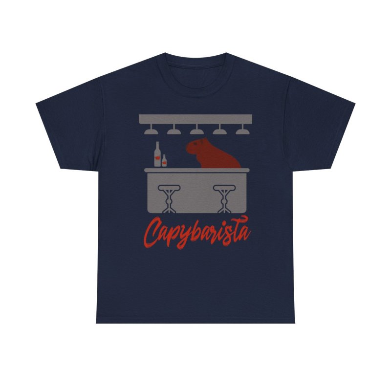 Capybarista T-Shirt | Funny Capybara Coffee Shop Tee | Barista Pun Graphic Shirt | Cute Café Aesthetic Unisex Heavy Cotton Top