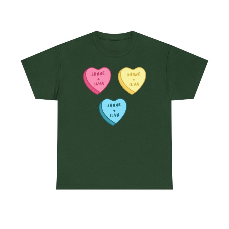 Shane and Ilya Hearts T-Shirt | Heated Rivalry Romance MM Romance Candy Heart Shirt