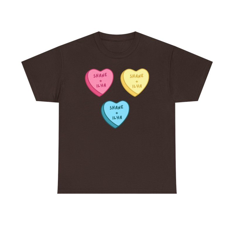Shane and Ilya Hearts T-Shirt | Heated Rivalry Romance MM Romance Candy Heart Shirt