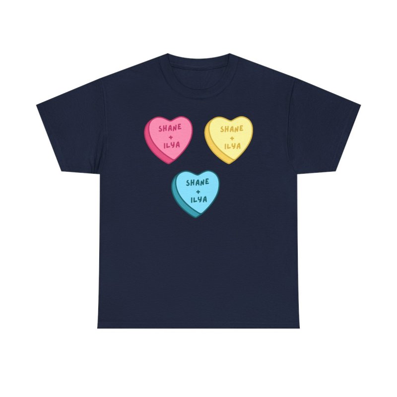Shane and Ilya Hearts T-Shirt | Heated Rivalry Romance MM Romance Candy Heart Shirt
