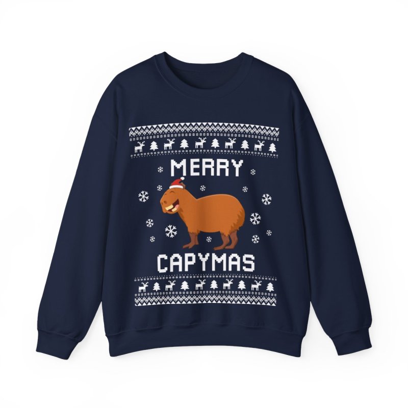 Capybara Inu Ugly Christmas Sweatshirt | Cute & Cozy Capy Holiday Sweater