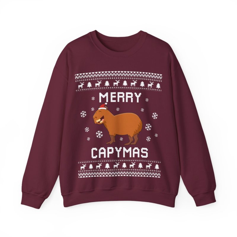 Capybara Inu Ugly Christmas Sweatshirt | Cute & Cozy Capy Holiday Sweater
