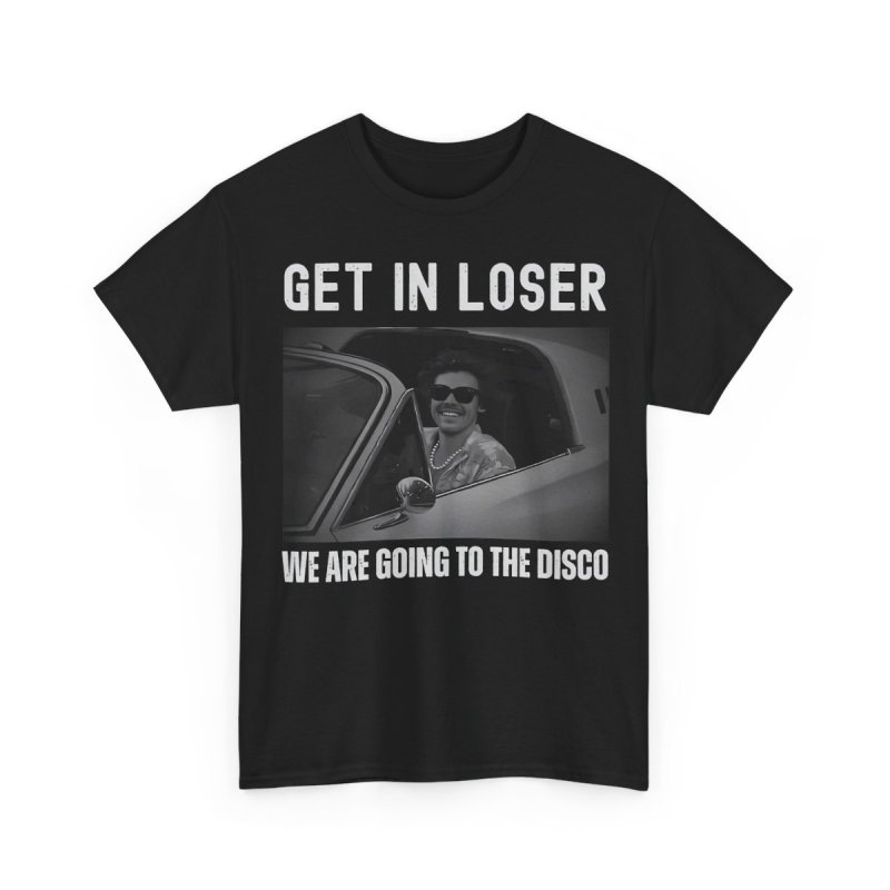 Harry Styles Get In Loser We Are Going To The Disco Shirt | Retro Pop Music Fan Graphic T-Shirt | Vintage Style Concert Tour Aesthetic Apparel