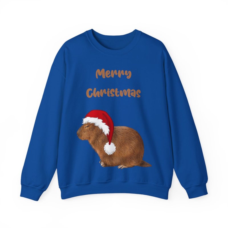 Christmas Capybara Sweatshirt | Capybara in Santa Hat Holiday Crewneck
