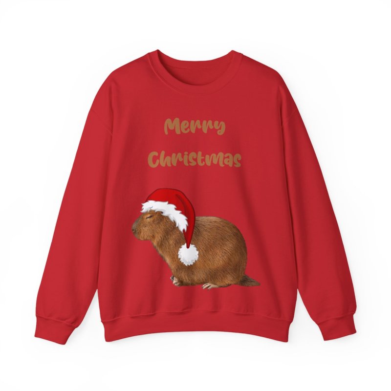 Christmas Capybara Sweatshirt | Capybara in Santa Hat Holiday Crewneck