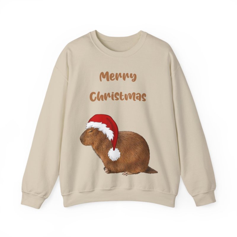 Christmas Capybara Sweatshirt | Capybara in Santa Hat Holiday Crewneck