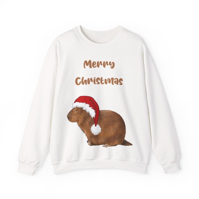 Christmas Capybara Sweatshirt | Capybara in Santa Hat Holiday Crewneck