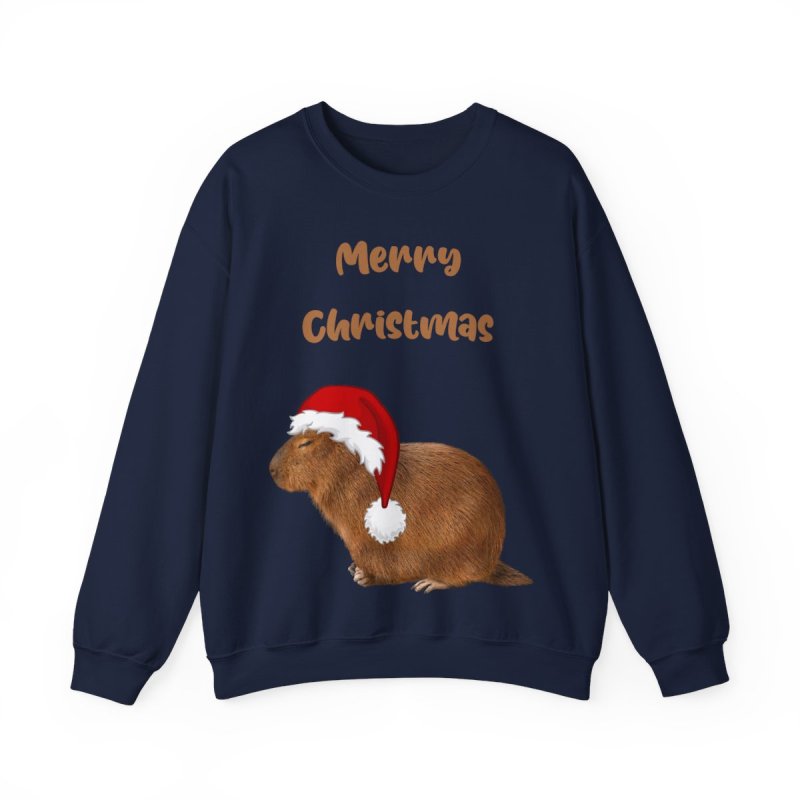 Christmas Capybara Sweatshirt | Capybara in Santa Hat Holiday Crewneck