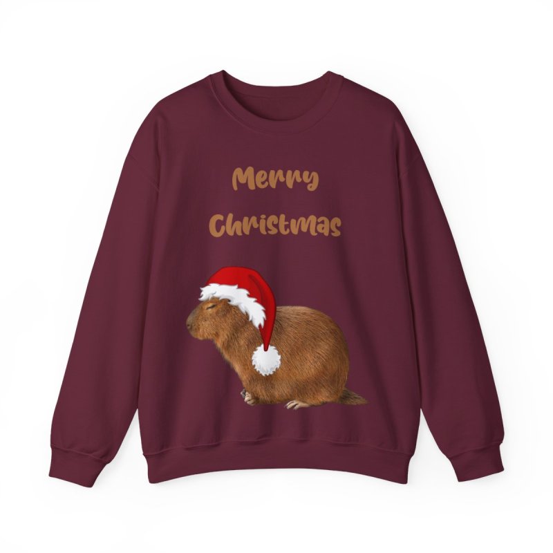 Christmas Capybara Sweatshirt | Capybara in Santa Hat Holiday Crewneck