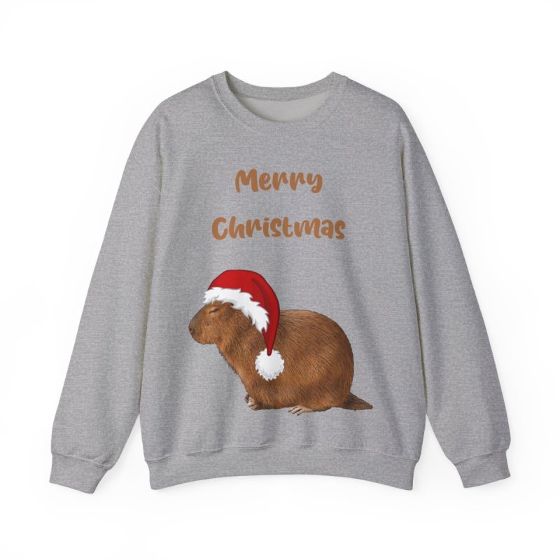 Christmas Capybara Sweatshirt | Capybara in Santa Hat Holiday Crewneck