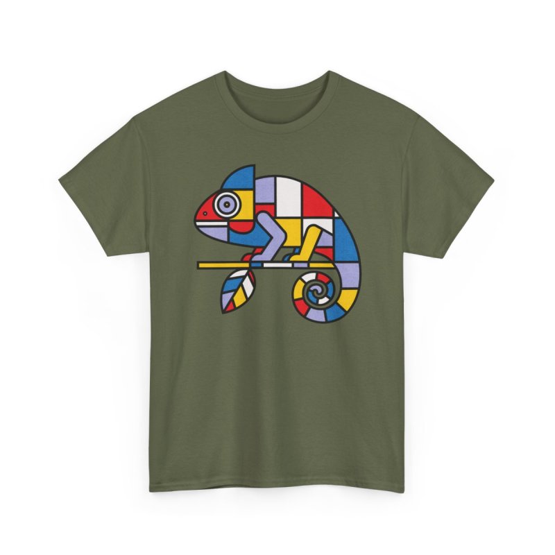 Mondrian Mimic Abstract Chameleon Graphic Tee | De Stijl Inspired Art Shirt