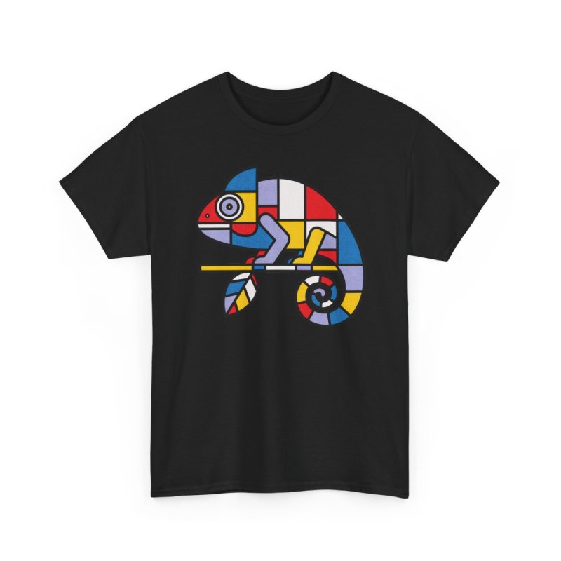 Mondrian Mimic Abstract Chameleon Graphic Tee | De Stijl Inspired Art Shirt