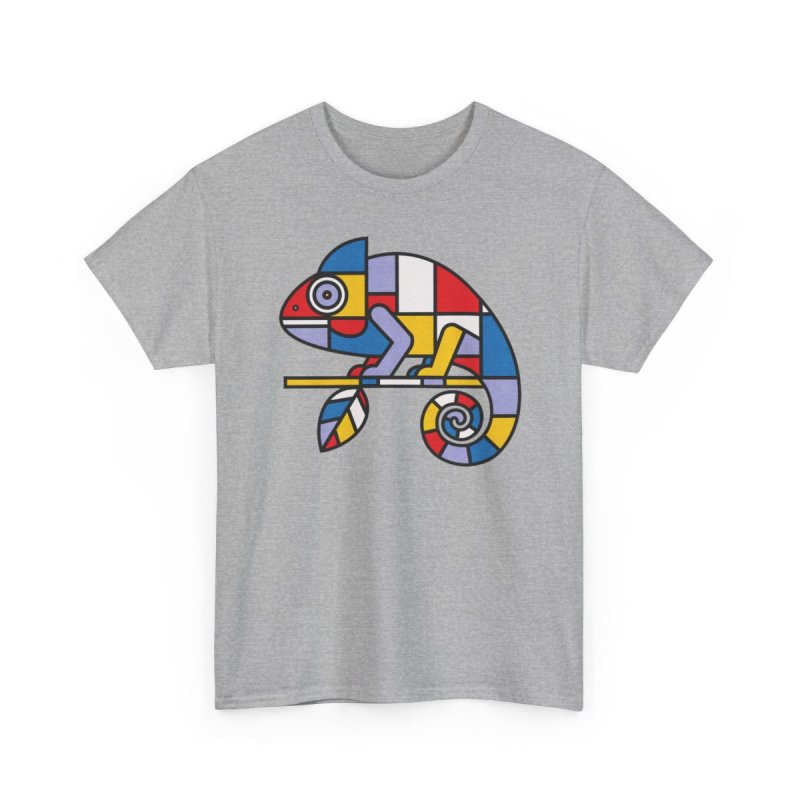 Mondrian Mimic Abstract Chameleon Graphic Tee | De Stijl Inspired Art Shirt