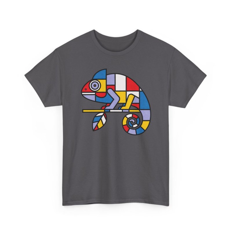 Mondrian Mimic Abstract Chameleon Graphic Tee | De Stijl Inspired Art Shirt
