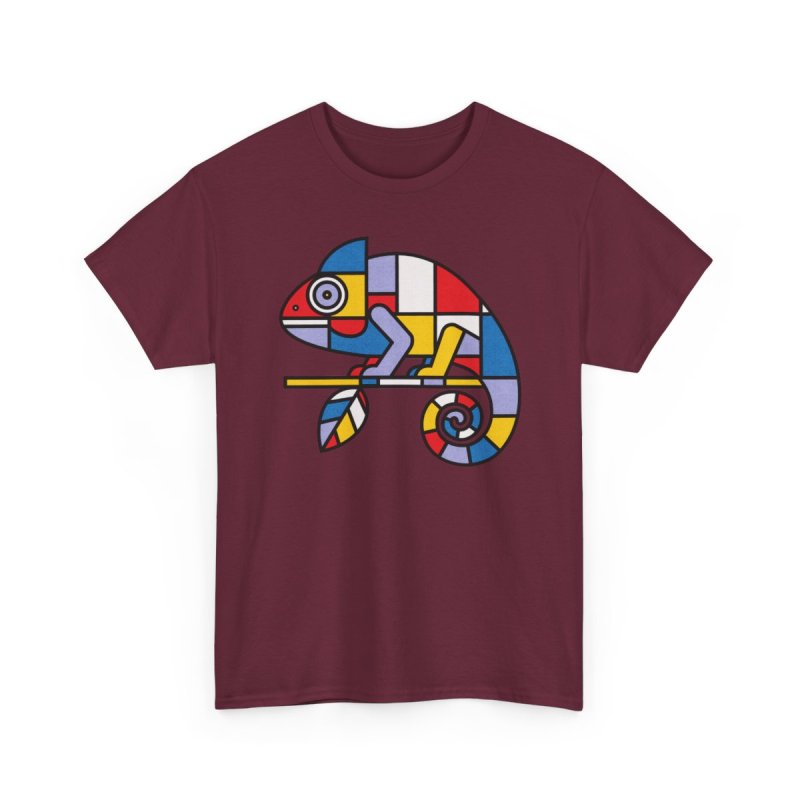 Mondrian Mimic Abstract Chameleon Graphic Tee | De Stijl Inspired Art Shirt