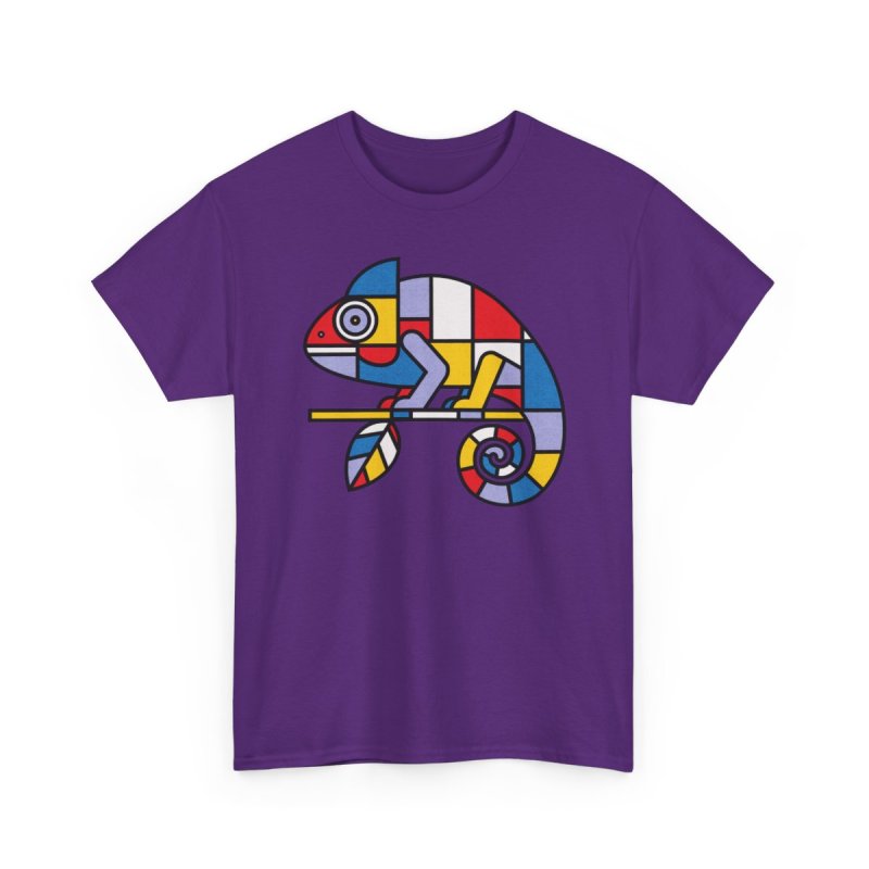 Mondrian Mimic Abstract Chameleon Graphic Tee | De Stijl Inspired Art Shirt