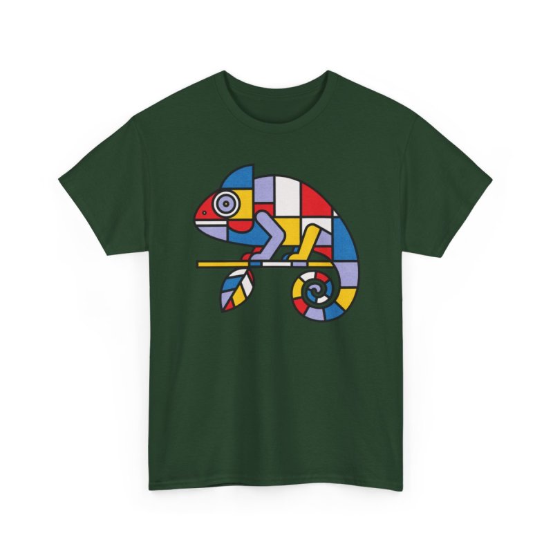 Mondrian Mimic Abstract Chameleon Graphic Tee | De Stijl Inspired Art Shirt