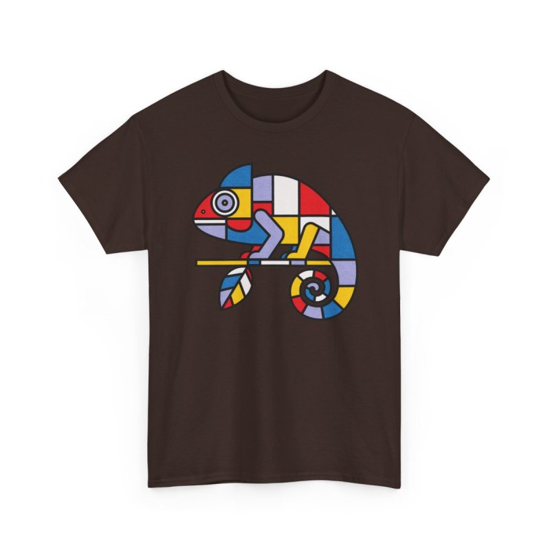 Mondrian Mimic Abstract Chameleon Graphic Tee | De Stijl Inspired Art Shirt