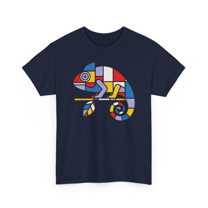 Mondrian Mimic Abstract Chameleon Graphic Tee | De Stijl Inspired Art Shirt