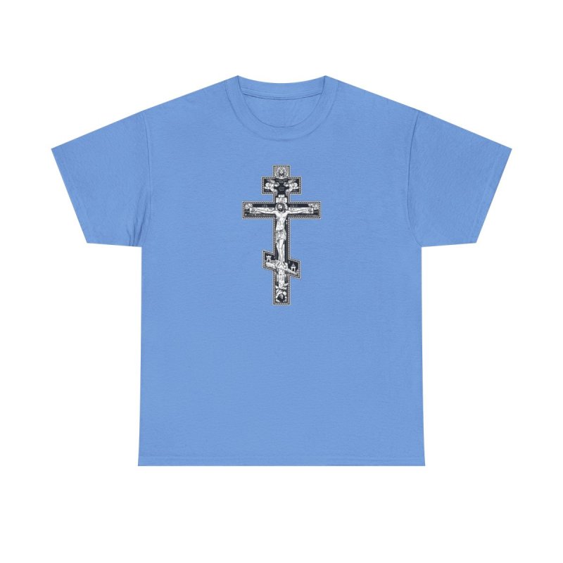 Orthodox Cross T-Shirt | Eastern Orthodox Suppedaneum Graphic Tee | Byzantine Crucifixion Icon Shirt
