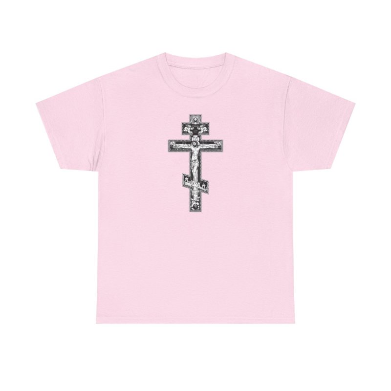 Orthodox Cross T-Shirt | Eastern Orthodox Suppedaneum Graphic Tee | Byzantine Crucifixion Icon Shirt