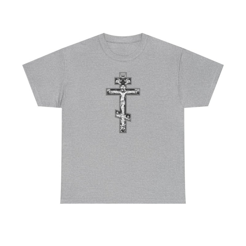 Orthodox Cross T-Shirt | Eastern Orthodox Suppedaneum Graphic Tee | Byzantine Crucifixion Icon Shirt