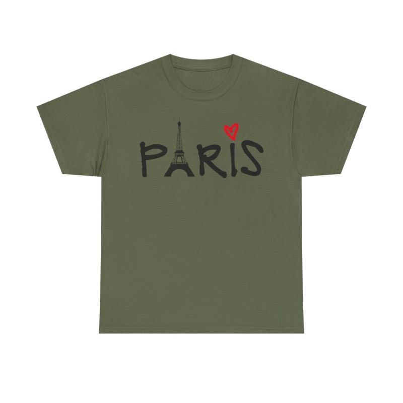 Paris Eiffel Tower T-Shirt | Red Heart Romantic Graphic Tee | France Vacation Souvenir