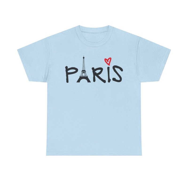 Paris Eiffel Tower T-Shirt | Red Heart Romantic Graphic Tee | France Vacation Souvenir