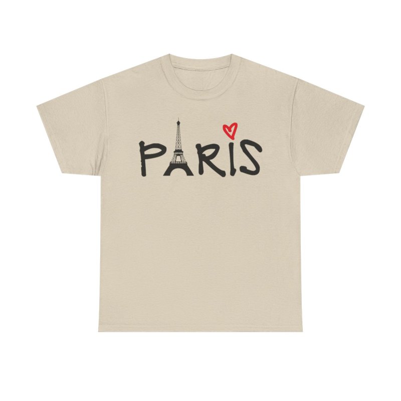 Paris Eiffel Tower T-Shirt | Red Heart Romantic Graphic Tee | France Vacation Souvenir