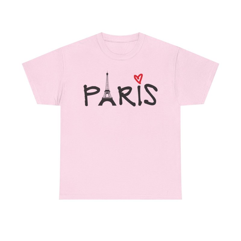 Paris Eiffel Tower T-Shirt | Red Heart Romantic Graphic Tee | France Vacation Souvenir