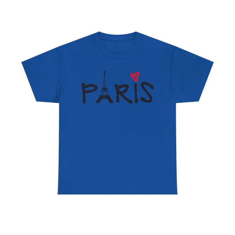 Paris Eiffel Tower T-Shirt | Red Heart Romantic Graphic Tee | France Vacation Souvenir