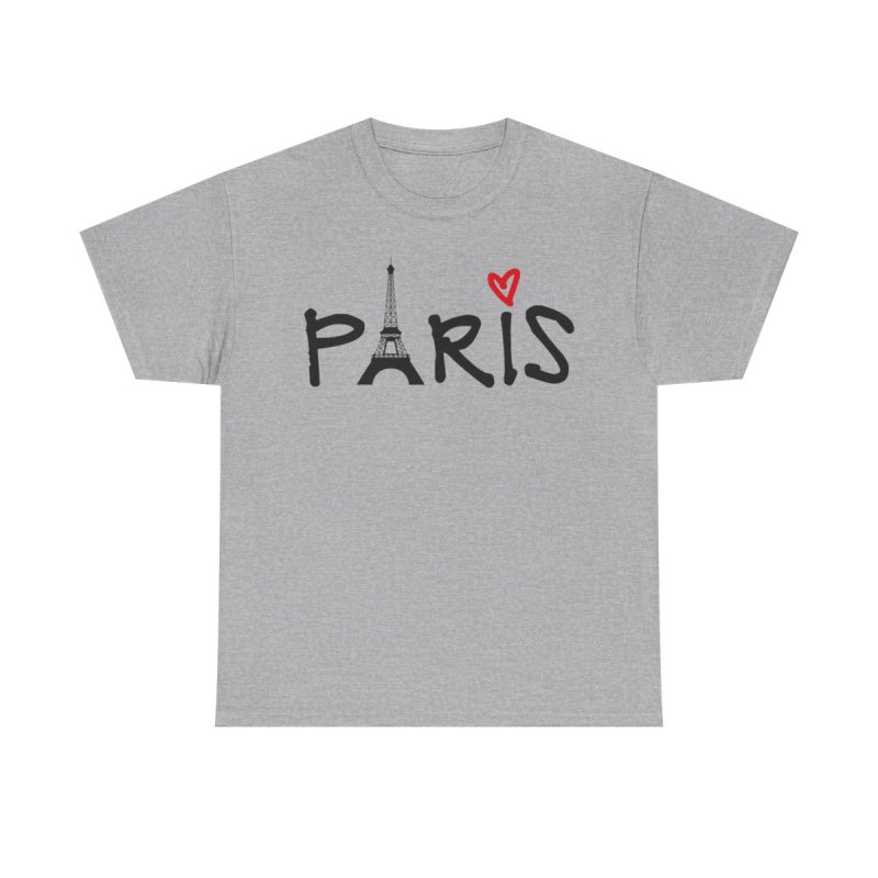 Paris Eiffel Tower T-Shirt | Red Heart Romantic Graphic Tee | France Vacation Souvenir