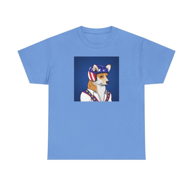 Corgi Stunt T-Shirt | Retro Daredevil Dog Graphic Tee | Cute Corgi Stuntman Hero Shirt