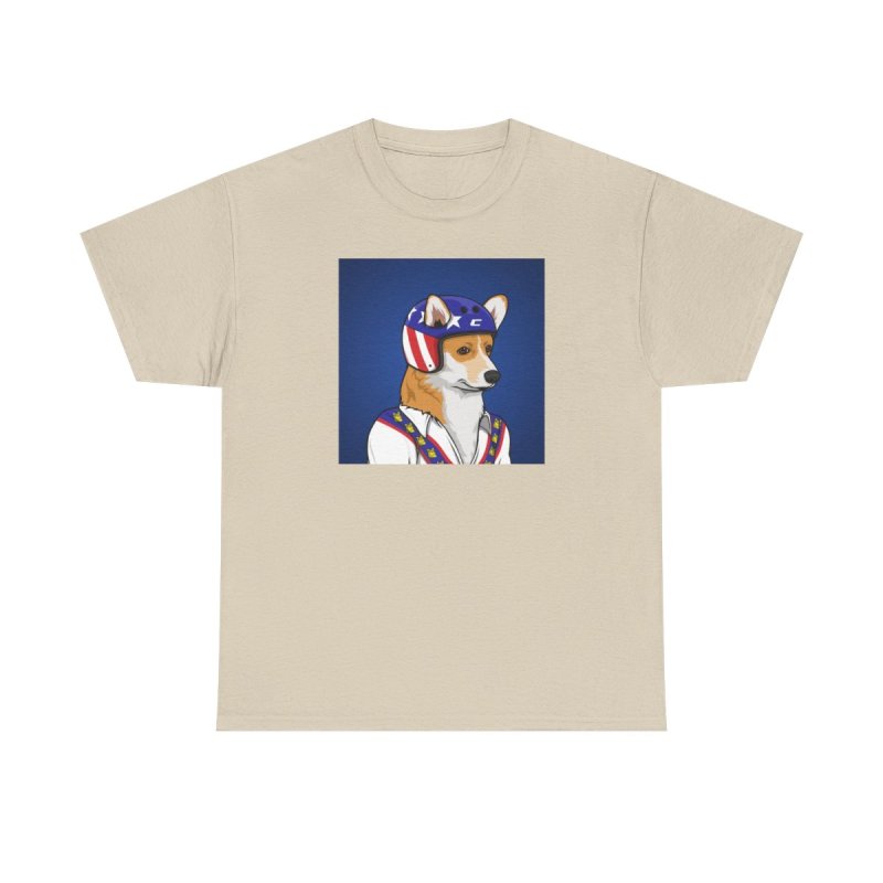 Corgi Stunt T-Shirt | Retro Daredevil Dog Graphic Tee | Cute Corgi Stuntman Hero Shirt