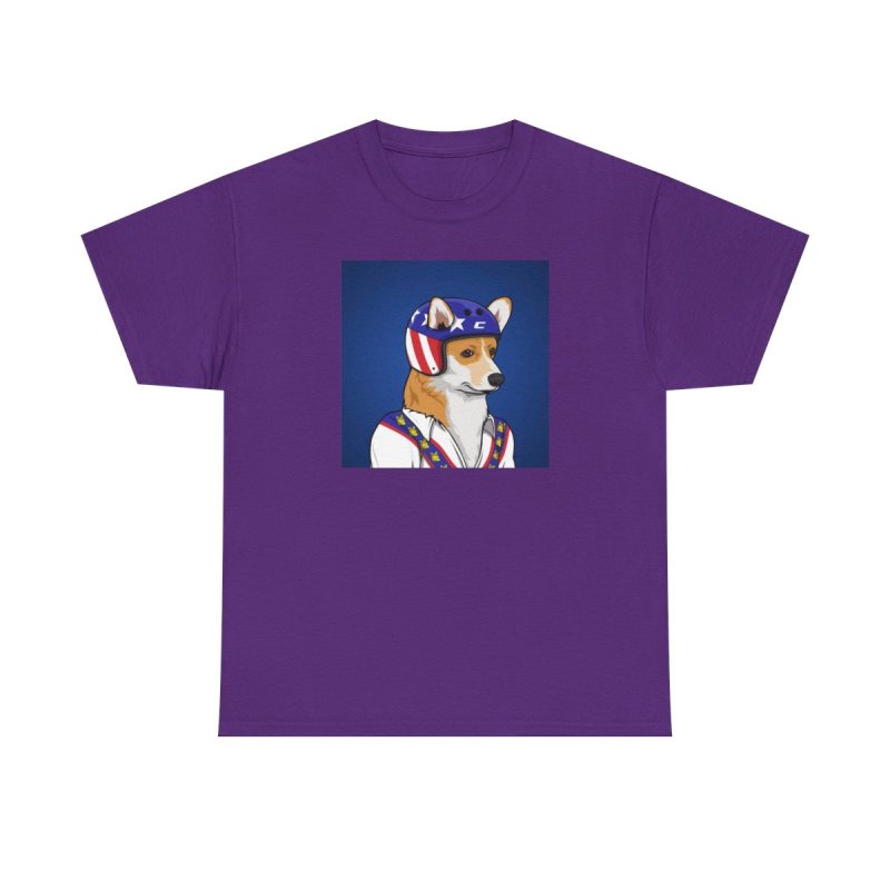 Corgi Stunt T-Shirt | Retro Daredevil Dog Graphic Tee | Cute Corgi Stuntman Hero Shirt