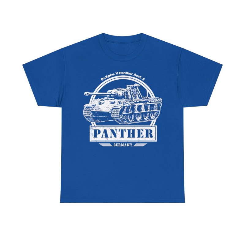 Panther Tank T-Shirt | Pz.Kpfw. V Ausf. A WWII German Panzer Tee | World War II History Tactical Military Vehicle Graphic Top