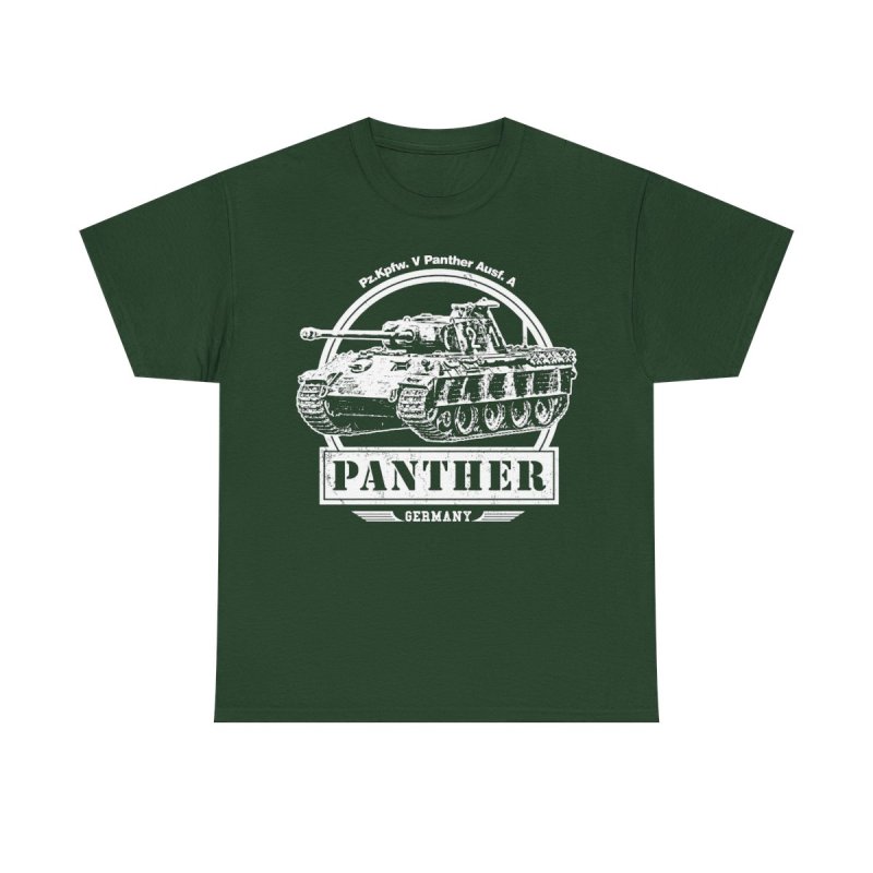 Panther Tank T-Shirt | Pz.Kpfw. V Ausf. A WWII German Panzer Tee | World War II History Tactical Military Vehicle Graphic Top