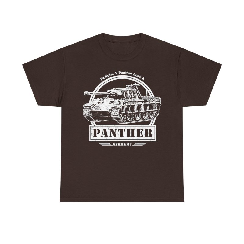 Panther Tank T-Shirt | Pz.Kpfw. V Ausf. A WWII German Panzer Tee | World War II History Tactical Military Vehicle Graphic Top