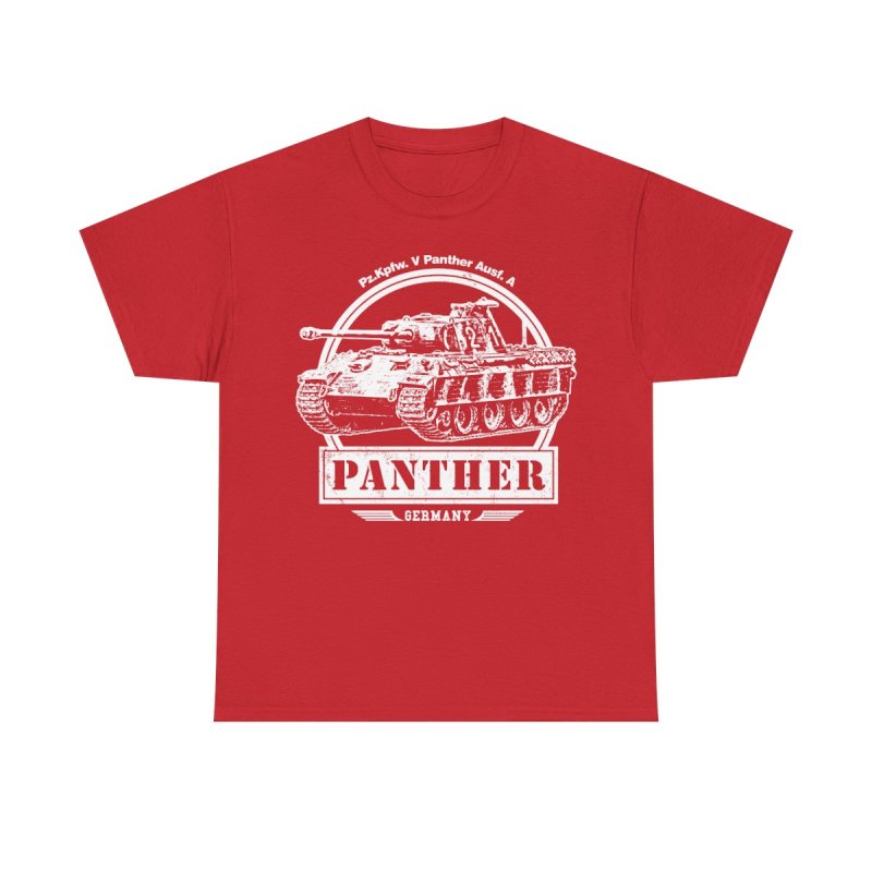 Panther Tank T-Shirt | Pz.Kpfw. V Ausf. A WWII German Panzer Tee | World War II History Tactical Military Vehicle Graphic Top