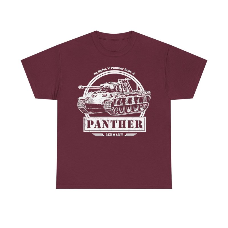 Panther Tank T-Shirt | Pz.Kpfw. V Ausf. A WWII German Panzer Tee | World War II History Tactical Military Vehicle Graphic Top