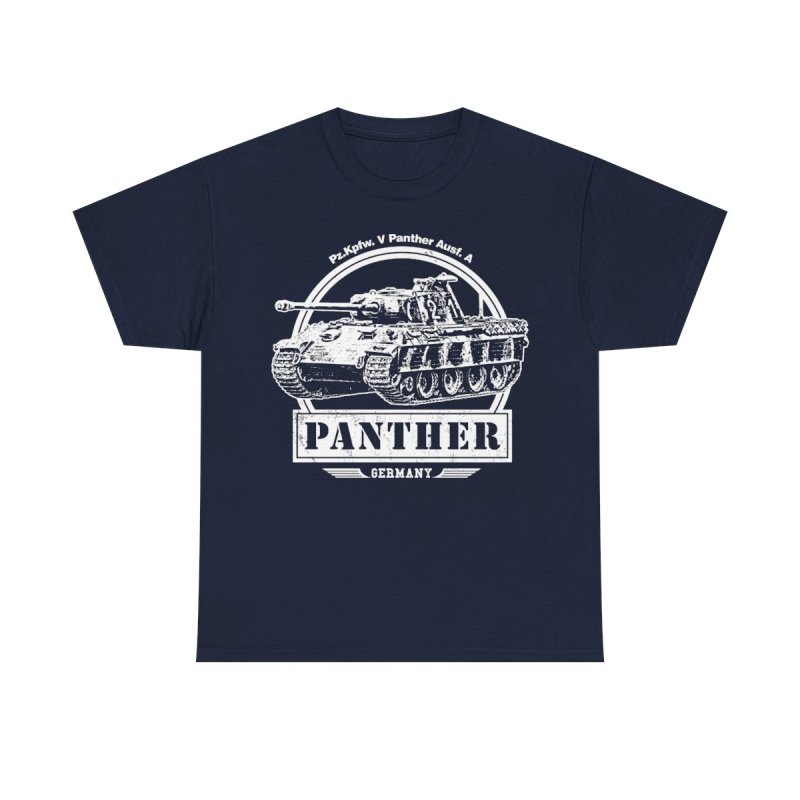 Panther Tank T-Shirt | Pz.Kpfw. V Ausf. A WWII German Panzer Tee | World War II History Tactical Military Vehicle Graphic Top