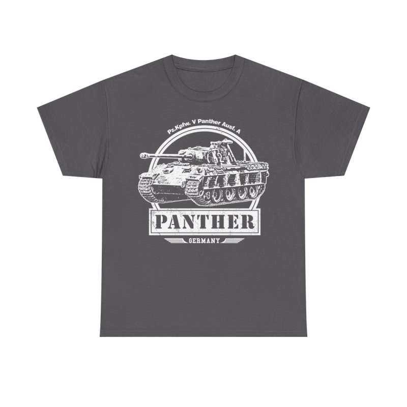 Panther Tank T-Shirt | Pz.Kpfw. V Ausf. A WWII German Panzer Tee | World War II History Tactical Military Vehicle Graphic Top