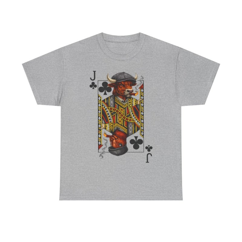 Ant Ox Casino Series Jack of Clubs T-Shirt | Bull Playing Card Graphic Tee | Vintage Peaky Blinders Style Streetwear