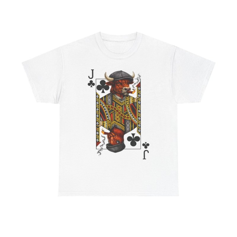 Ant Ox Casino Series Jack of Clubs T-Shirt | Bull Playing Card Graphic Tee | Vintage Peaky Blinders Style Streetwear