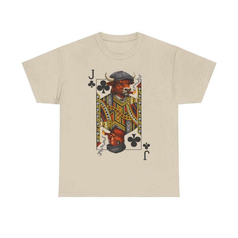 Ant Ox Casino Series Jack of Clubs T-Shirt | Bull Playing Card Graphic Tee | Vintage Peaky Blinders Style Streetwear